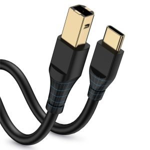 HP Printer Cable 6ft, Square USB A to USB B Cable for Printer/Scanner Epson, HP, Canon, Brother, Ethernet Print Smoothly Connect to Computer/Laptop/Pc - USB 2.0 Type B Impresora Midi Long Cord, 6 Foot