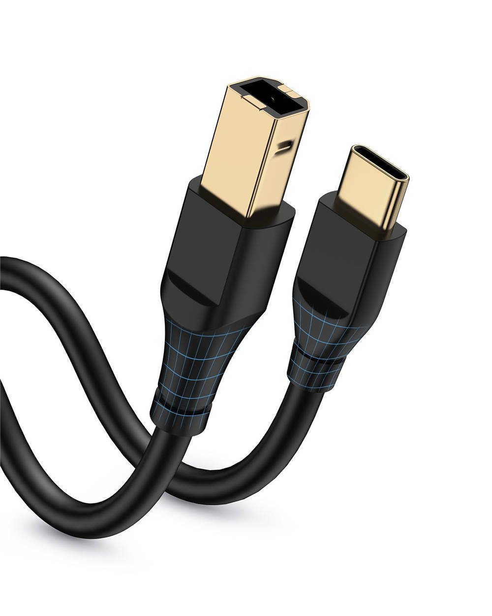 Cable de impresora HP 6ft, cuadrado USB A a USB B Cable para impresora / escáner Epson, HP, Canon, Brother, Ethernet de impresión sin problemas conectar al ordenador / portátil / PC - USB 2.0 Tipo B Impresora Midi Cable largo, 6 pies