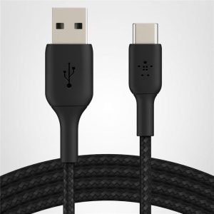 USB C to USB A Cable, 3.3ft, 15W - Type C Charger, iPhone Charger Cord, Braided, Flexible for iPhone 17 & 16, Galaxy S25, Pixel 10, iPad Pro, AirPods Pro, Switch 2 & More, CarPlay - Black
