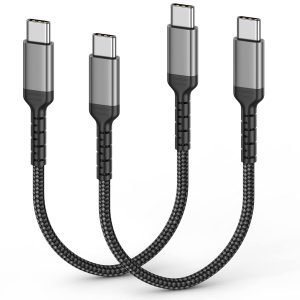 6 Inch USB C Charger Cord, 2 Pack Short USB C to C Cable Braided Fast Charging USBC Cable Compatible with iPhone 15 Samsung Galaxy S23 Ultra Google Pixel