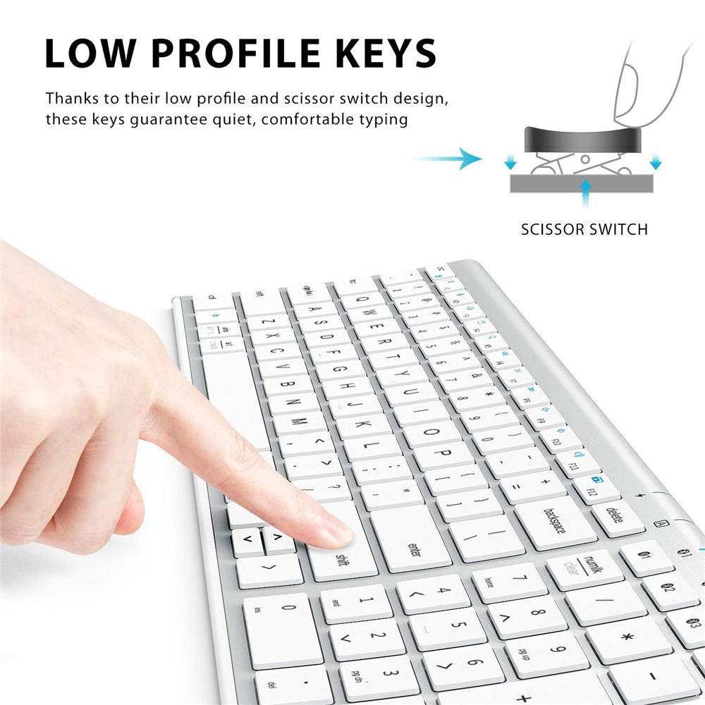 BK10 Bluetooth Keyboard, Universal Bluetooth 5.1 Wireless Keyboard with Number Pad, Ergonomic Design, Multi-Device Compatibility, Stable Connection for Mac, iPad, iPhone, Android, Windows - Image 3