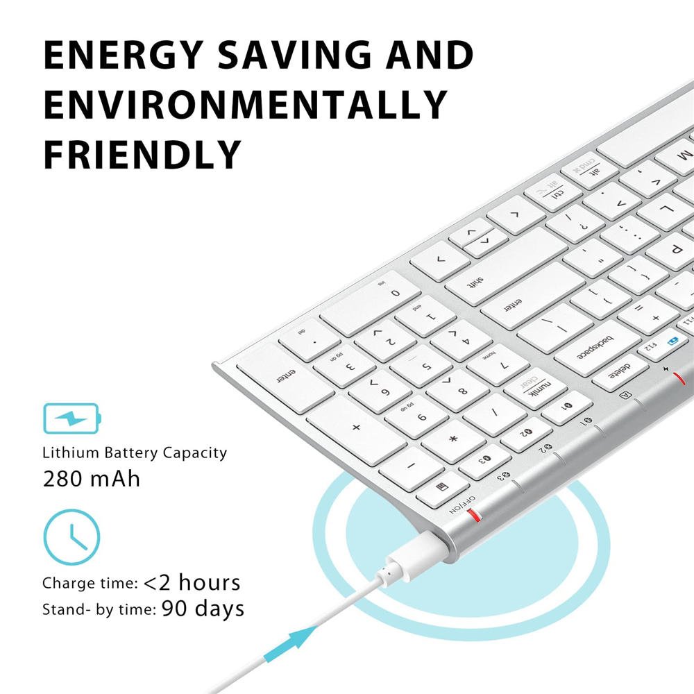 BK10 Bluetooth Keyboard, Universal Bluetooth 5.1 Wireless Keyboard with Number Pad, Ergonomic Design, Multi-Device Compatibility, Stable Connection for Mac, iPad, iPhone, Android, Windows - Image 6