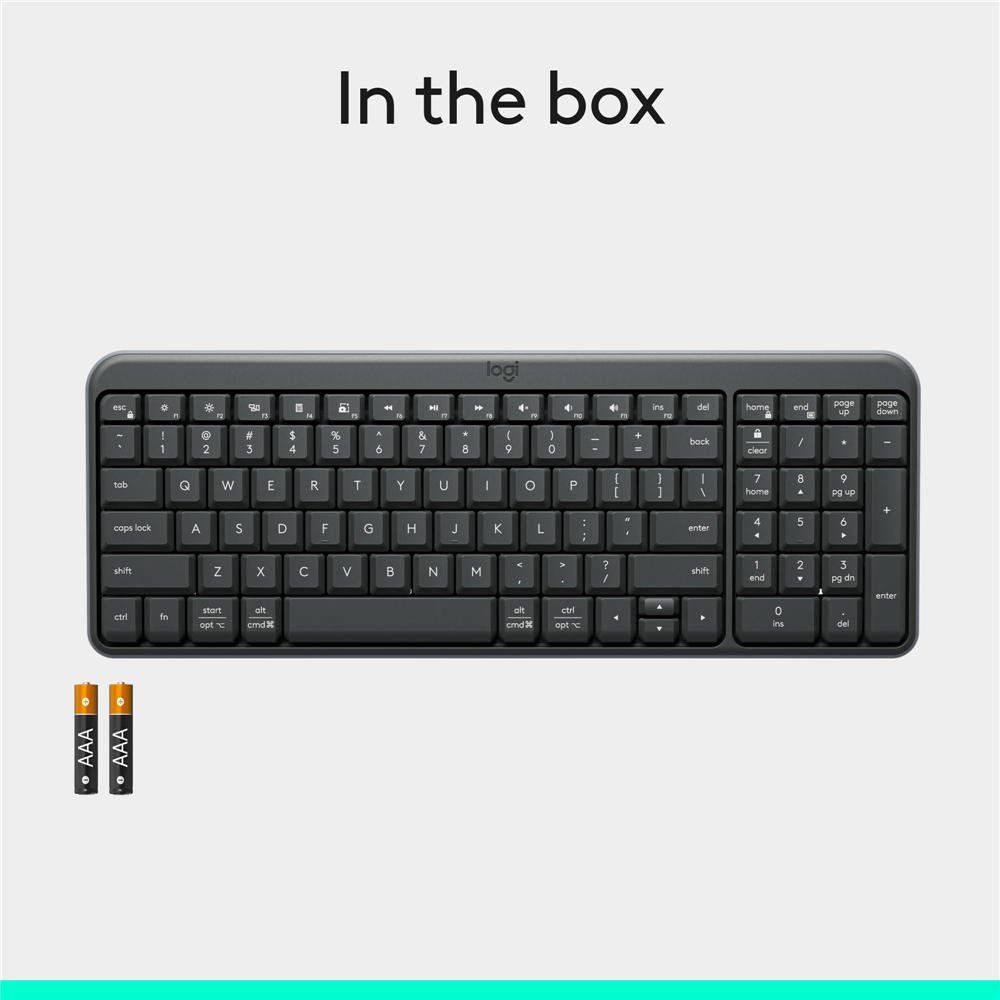 K250 Bluetooth Keyboard with Numpad, Easy Connectivity, Compact Wireless Keyboard Made with Recycled Plastic, Spill-Resistant, Comfortable Keys - Windows/MacOS - Graphite - Image 2