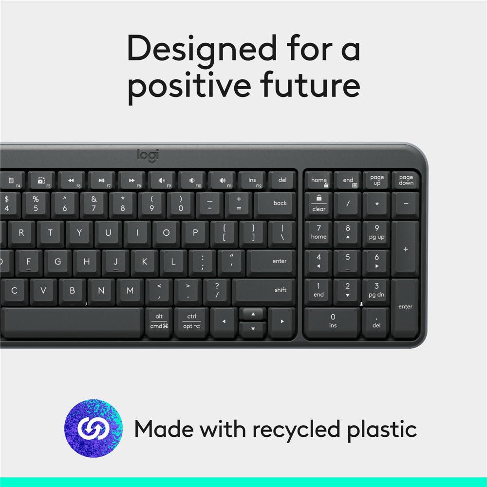 K250 Bluetooth Keyboard with Numpad, Easy Connectivity, Compact Wireless Keyboard Made with Recycled Plastic, Spill-Resistant, Comfortable Keys - Windows/MacOS - Graphite - Image 3