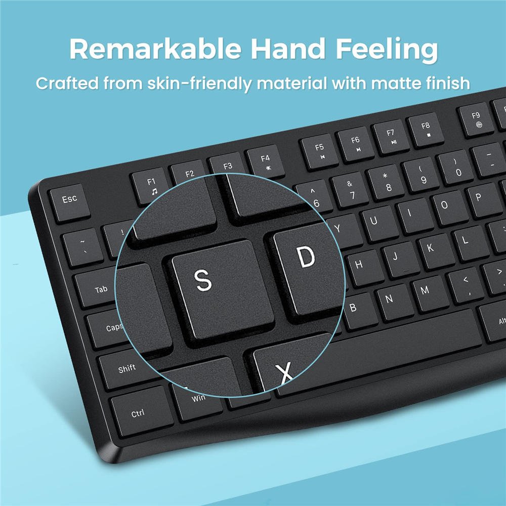 MK98 Wireless Keyboard, 2.4G Ergonomic, Computer Keyboard, Enlarged Indicator Light, Full Size PC Keyboard with Numeric Keypad for Laptop, Desktop, Surface, Chromebook, Notebook, Black - Image 5