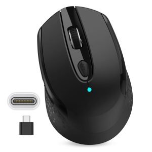 USB C Wireless Mouse, Type C Silent Mouse for MacBook Air/Pro, 2.4G Cordless Computer Mice with 6 Buttons and 3 Adjustable DPI for Mac, Laptop, Desktop, PC