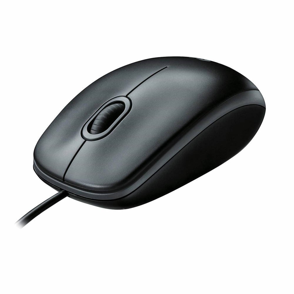B100 Wired Mouse for Computer and Laptop, USB Corded Mouse, Right or Left Hand Use - Black