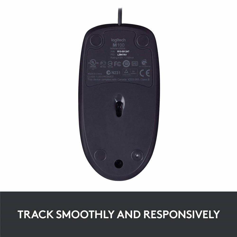 B100 Wired Mouse for Computer and Laptop, USB Corded Mouse, Right or Left Hand Use - Black - Image 7